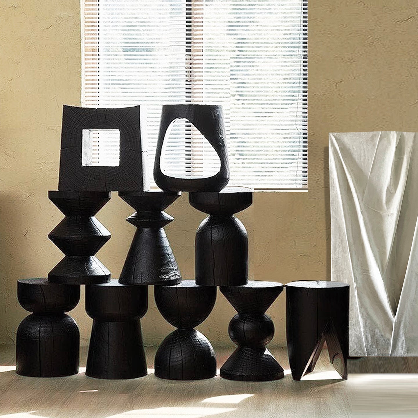 KASAI Hand Carved Sculptural Cluster tables