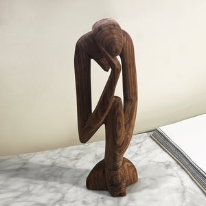 Pondering Pair Honed Wooden Sculptures