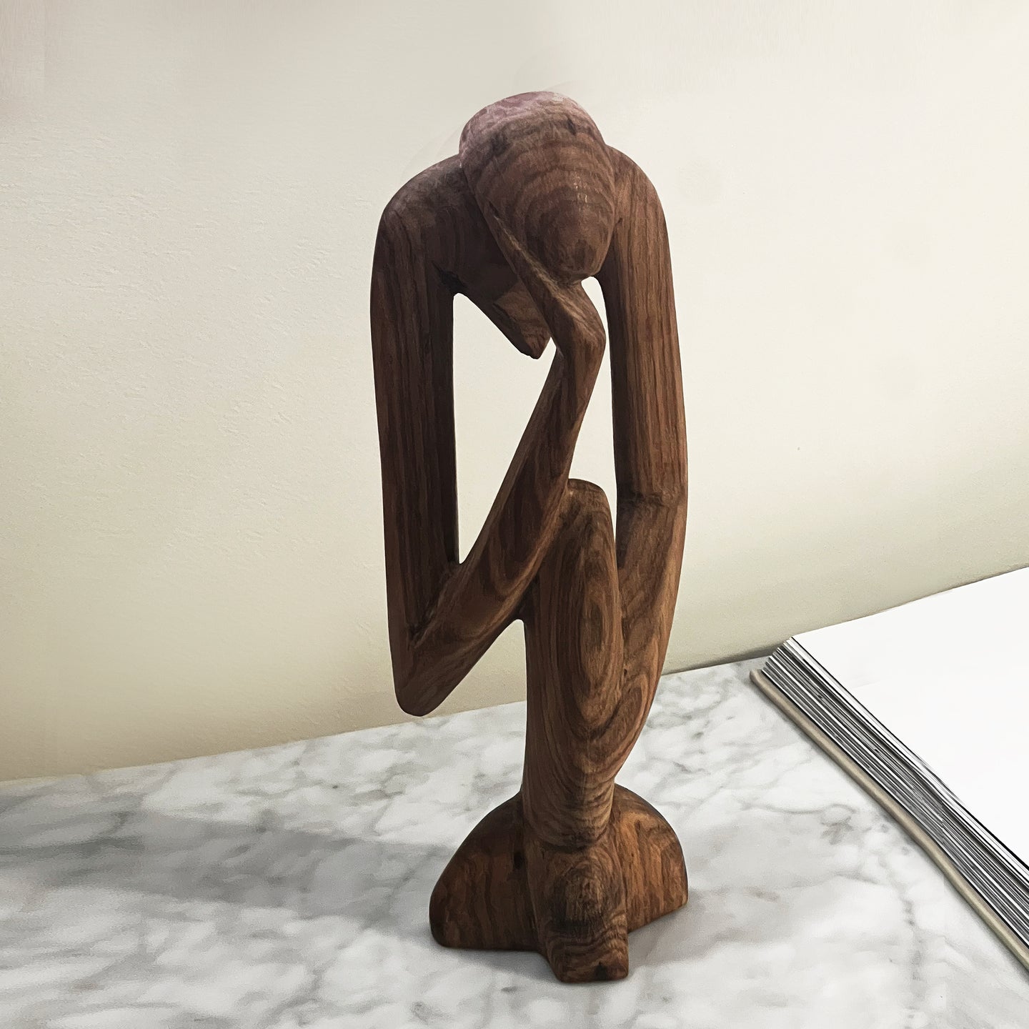 Tall Ponder Honed Wood Sculpture